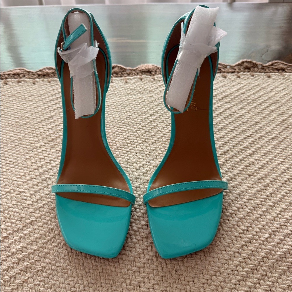 Anne Michelle NEO-01 Women Classic One Band Ankle Strap Sandals Turquoise Sz 7.5